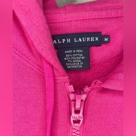 Vintage RALPH LAUREN Zip Up Hoodie Bright Pink Med​​​​​​​​​​​​​​​​​​​​​​​​​ - Picture 10 of 12